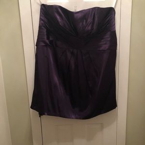 Purple strapless mini dress